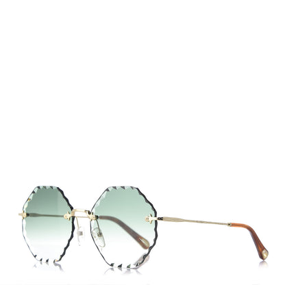 Chloe Rosie Bevelled Round Sunglasses CE143S Green 1 of 6