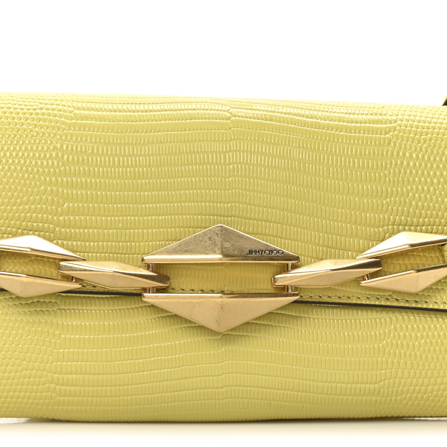 Jimmy Choo Lizard Embossed Diamond Shoulder Bag Yellow 8 of 10