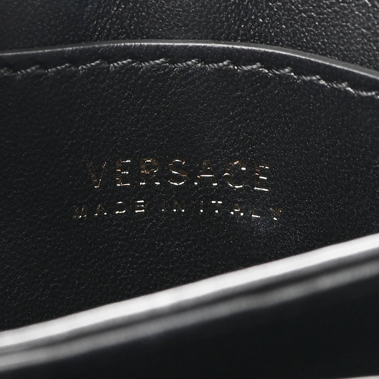 Versace Vitello Studded Virtus Chain Clutch Black 5 of 7