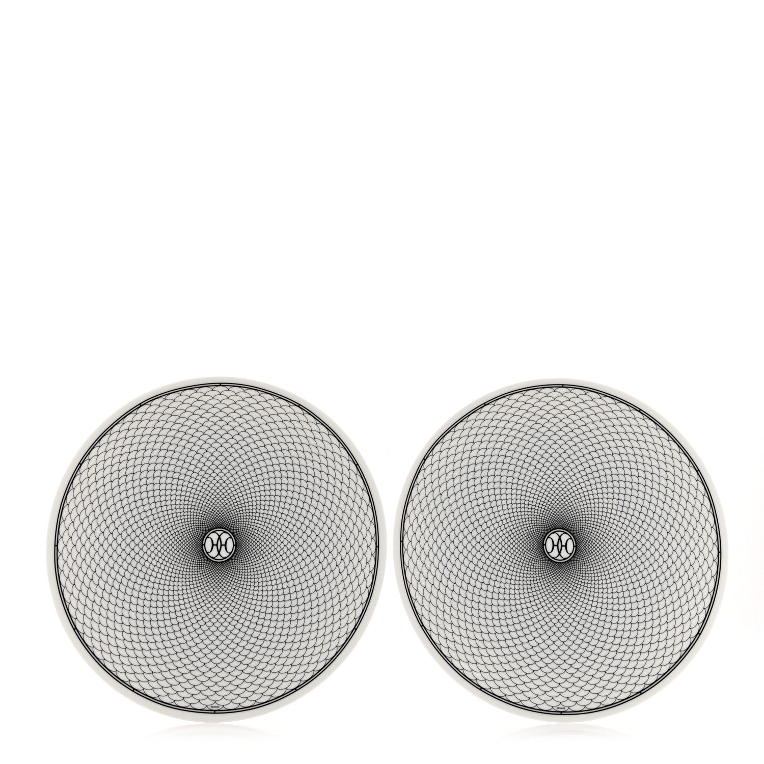 Hermes Porcelain H Deco Dinner Plate Set of 2 Black White 1 of 9