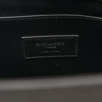 Saint Laurent Calfskin Crocodile Embossed Medium West Hollywood Monogram Fold-Over Grey 6 of 9