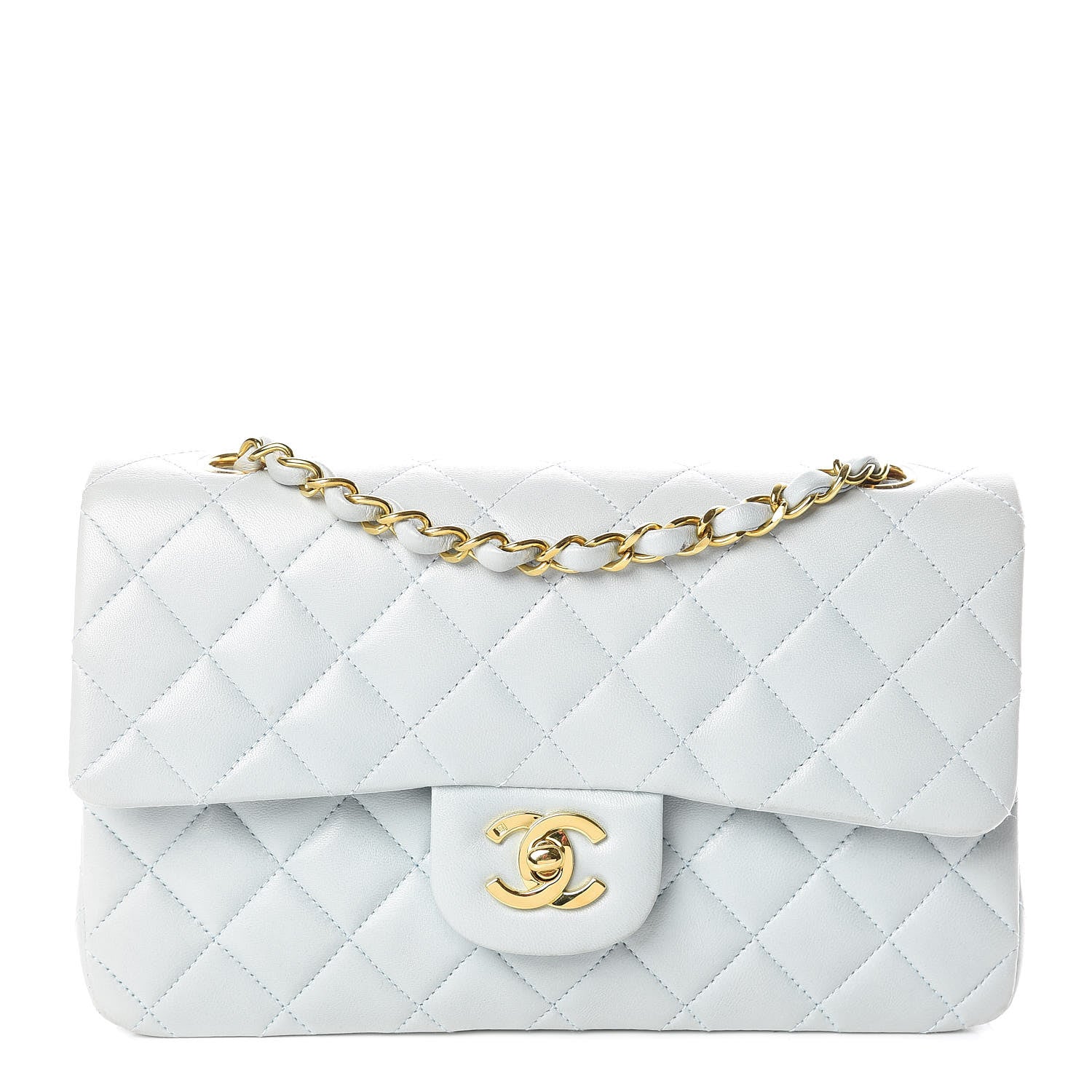 Chanel Lambskin Quilted Small Double Flap Light Blue 1 of 22