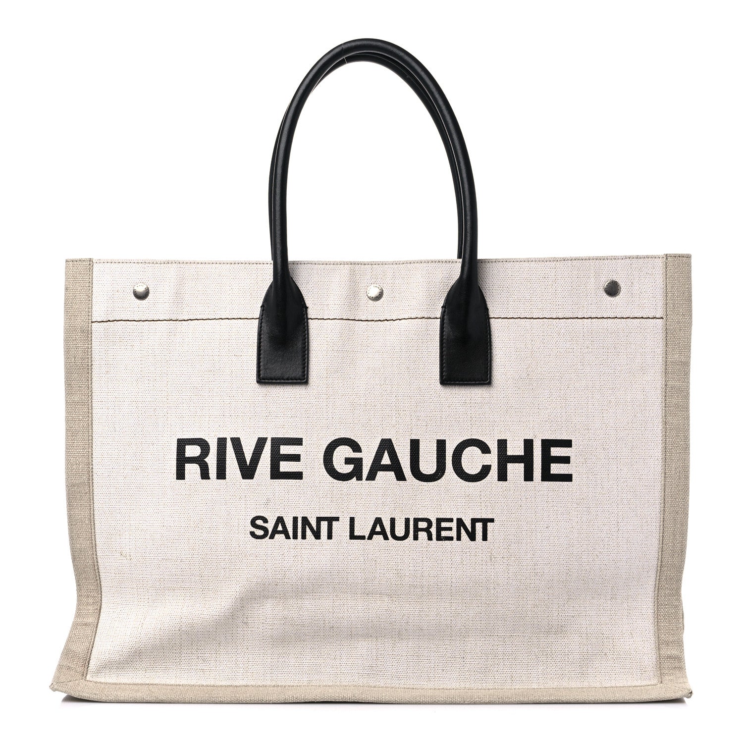 Saint Laurent Linen Calfskin Rive Gauche Tote Optic White 1 of 14