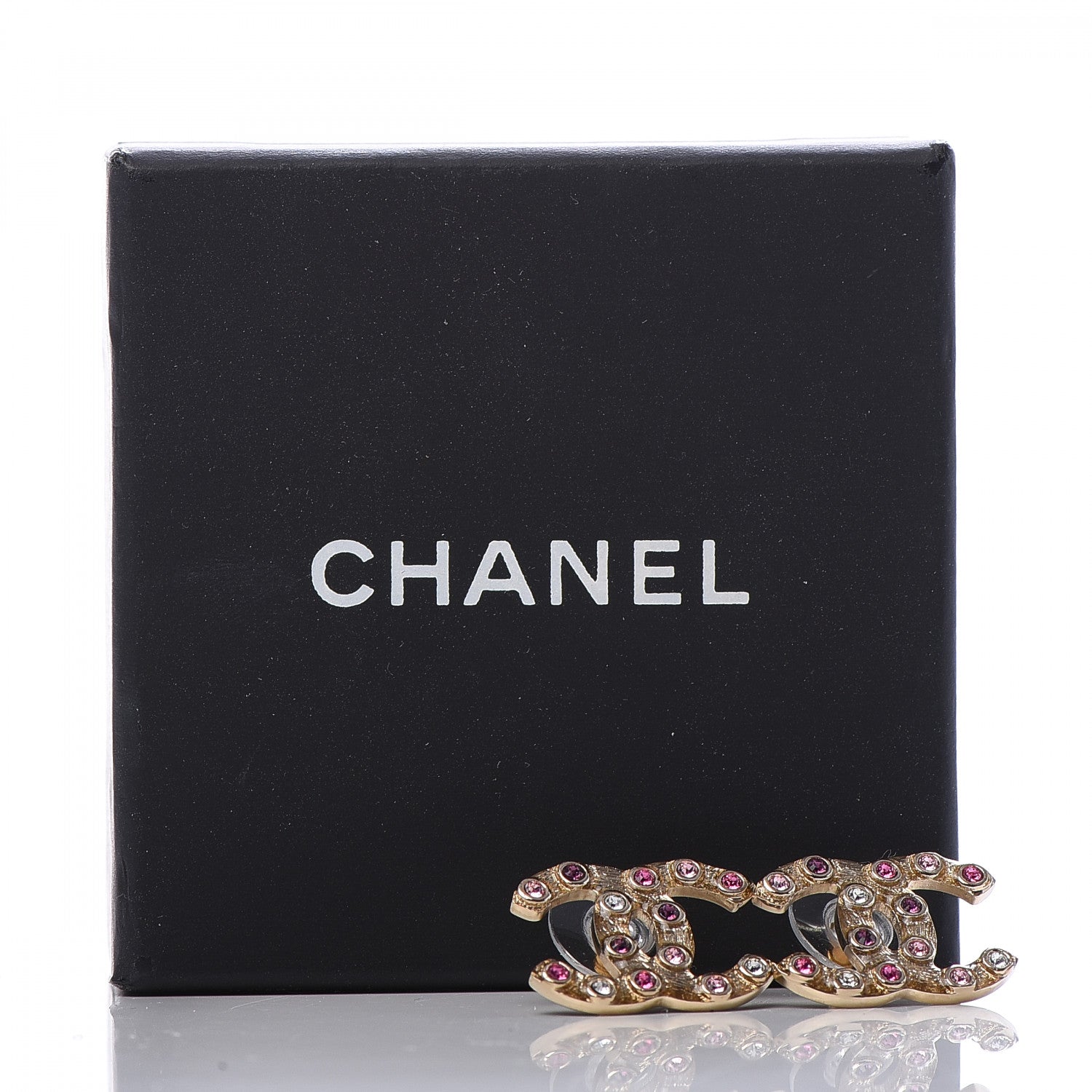 Chanel Crystal CC Earrings Gold Multicolor 5 of 5