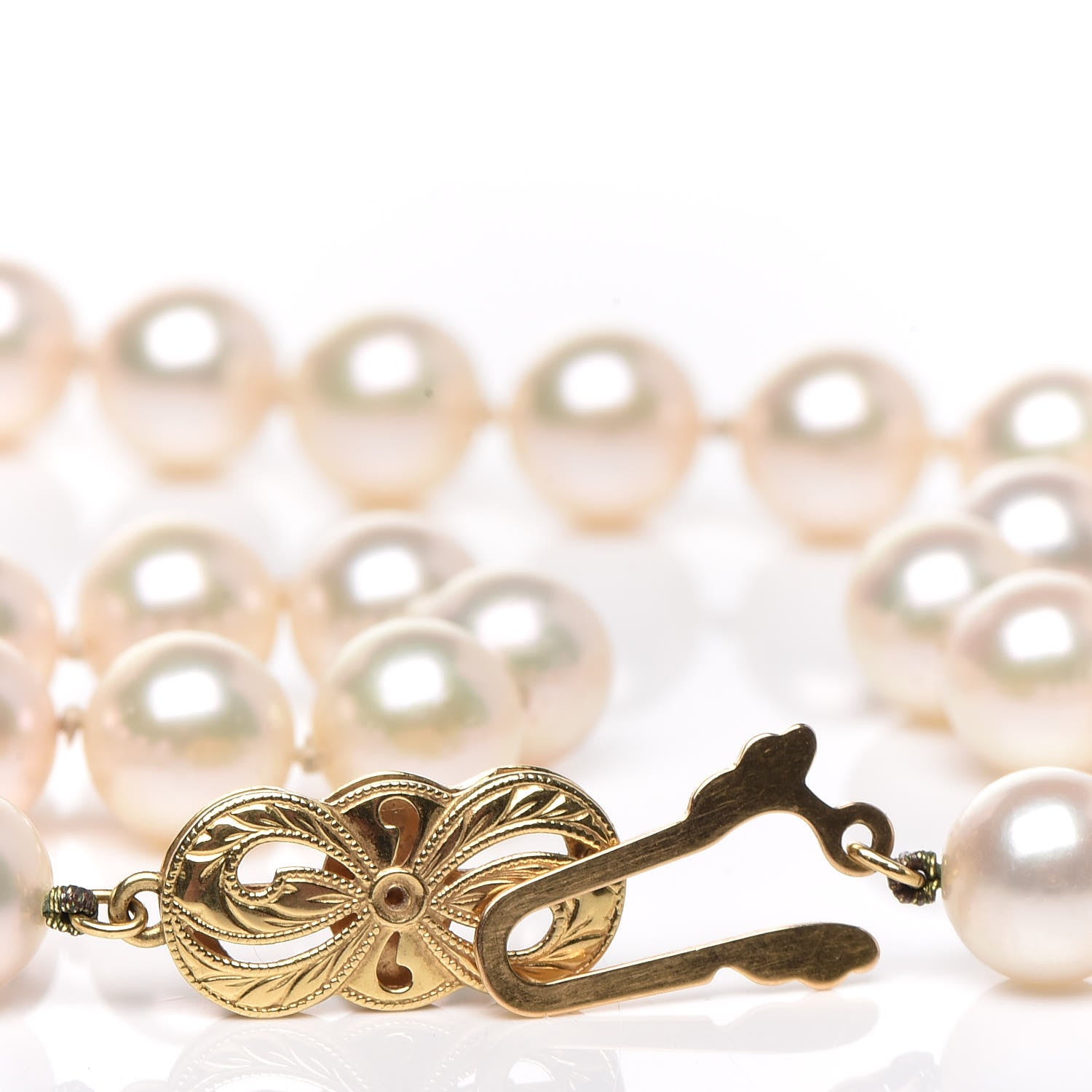 Mikimoto 18K Yellow Gold Akoya Cultured Pearl 7-7.5mm Strand Necklace 16" 6 of 6