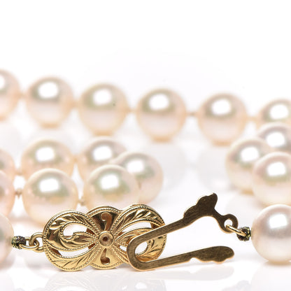 Mikimoto 18K Yellow Gold Akoya Cultured Pearl 7-7.5mm Strand Necklace 16" 6 of 6