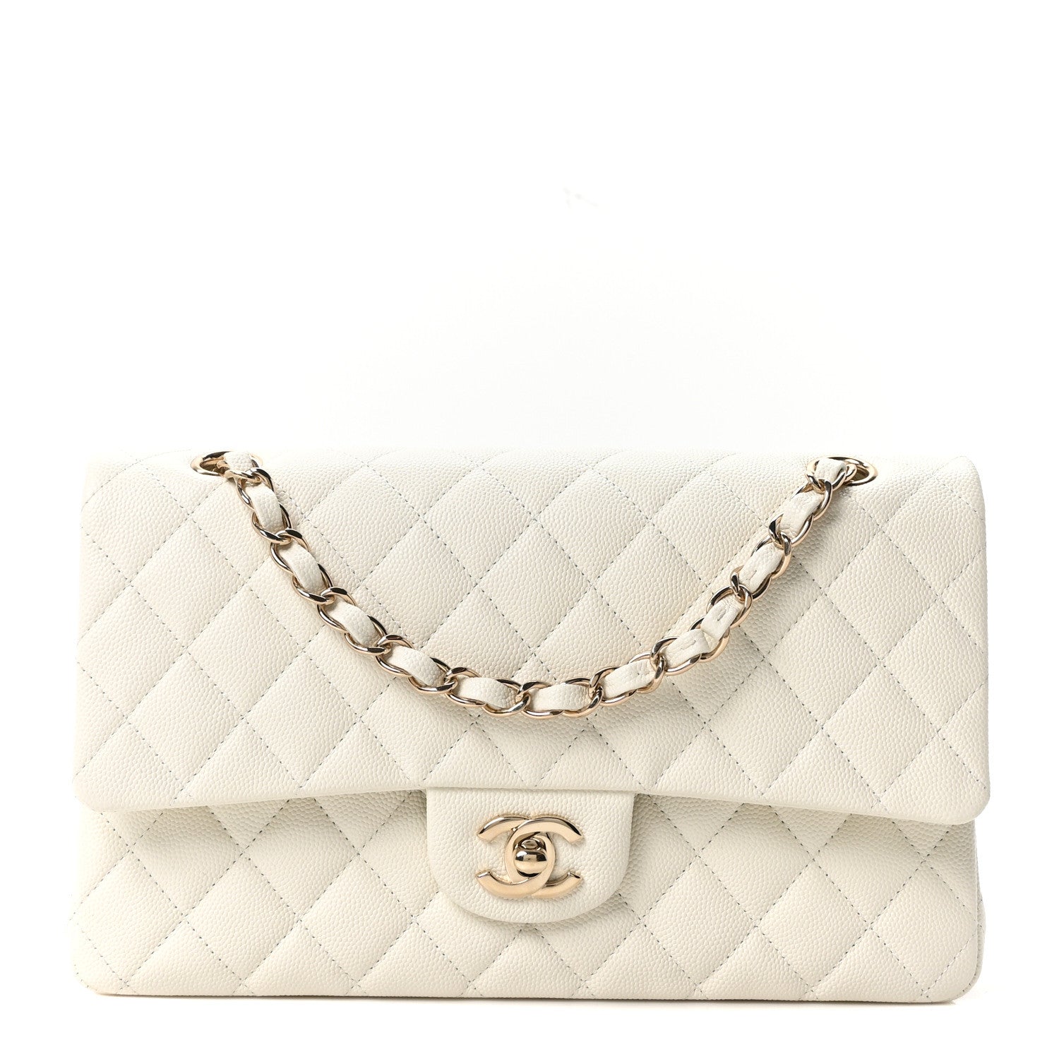 Chanel Caviar Quilted Medium Double Flap White 1 of 10