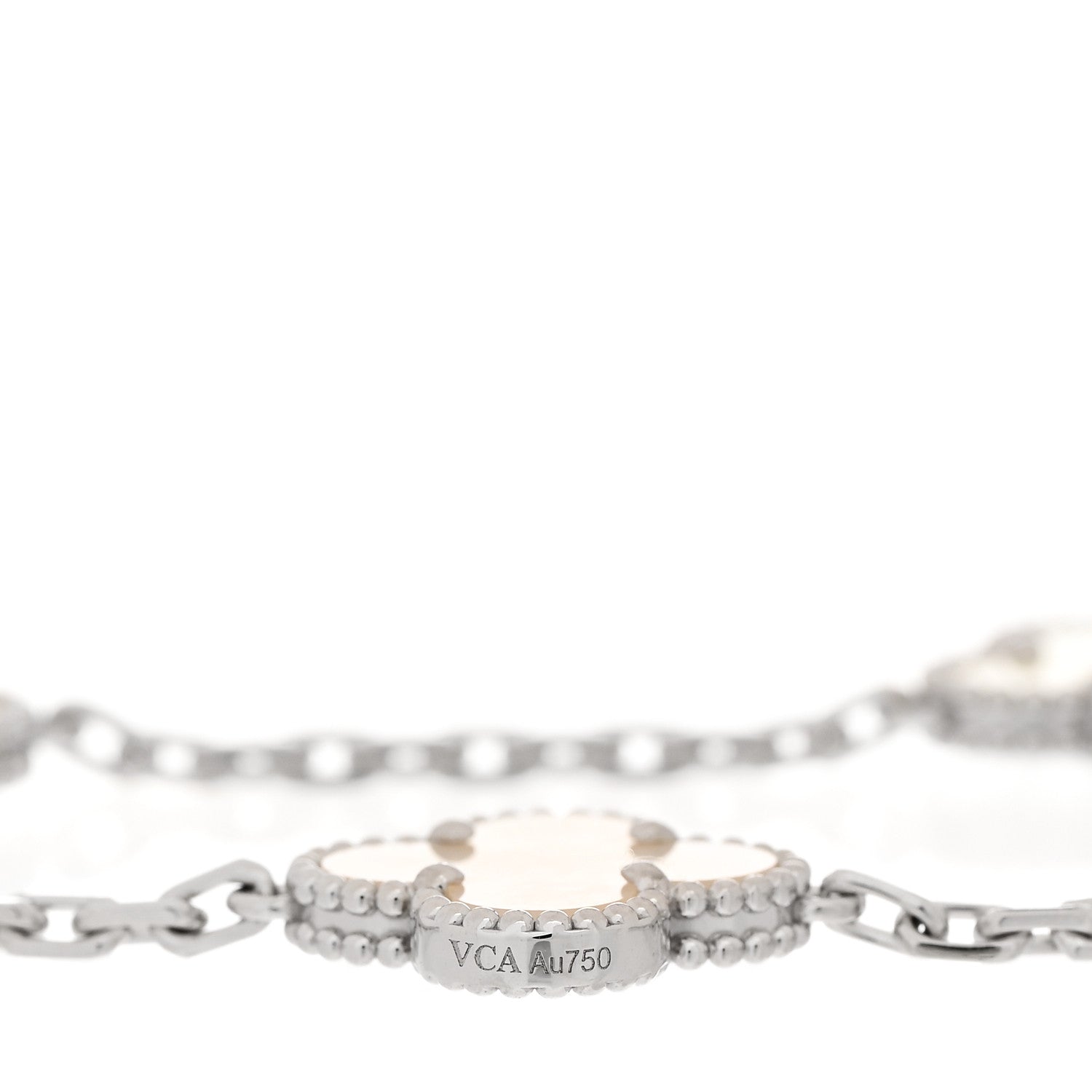 Van Cleef & Arpels 18K White Gold Mother of Pearl 20 Motifs Vintage Alhambra Necklace 4 of 5