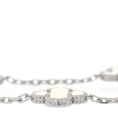 Van Cleef & Arpels 18K White Gold Mother of Pearl 20 Motifs Vintage Alhambra Necklace 4 of 5