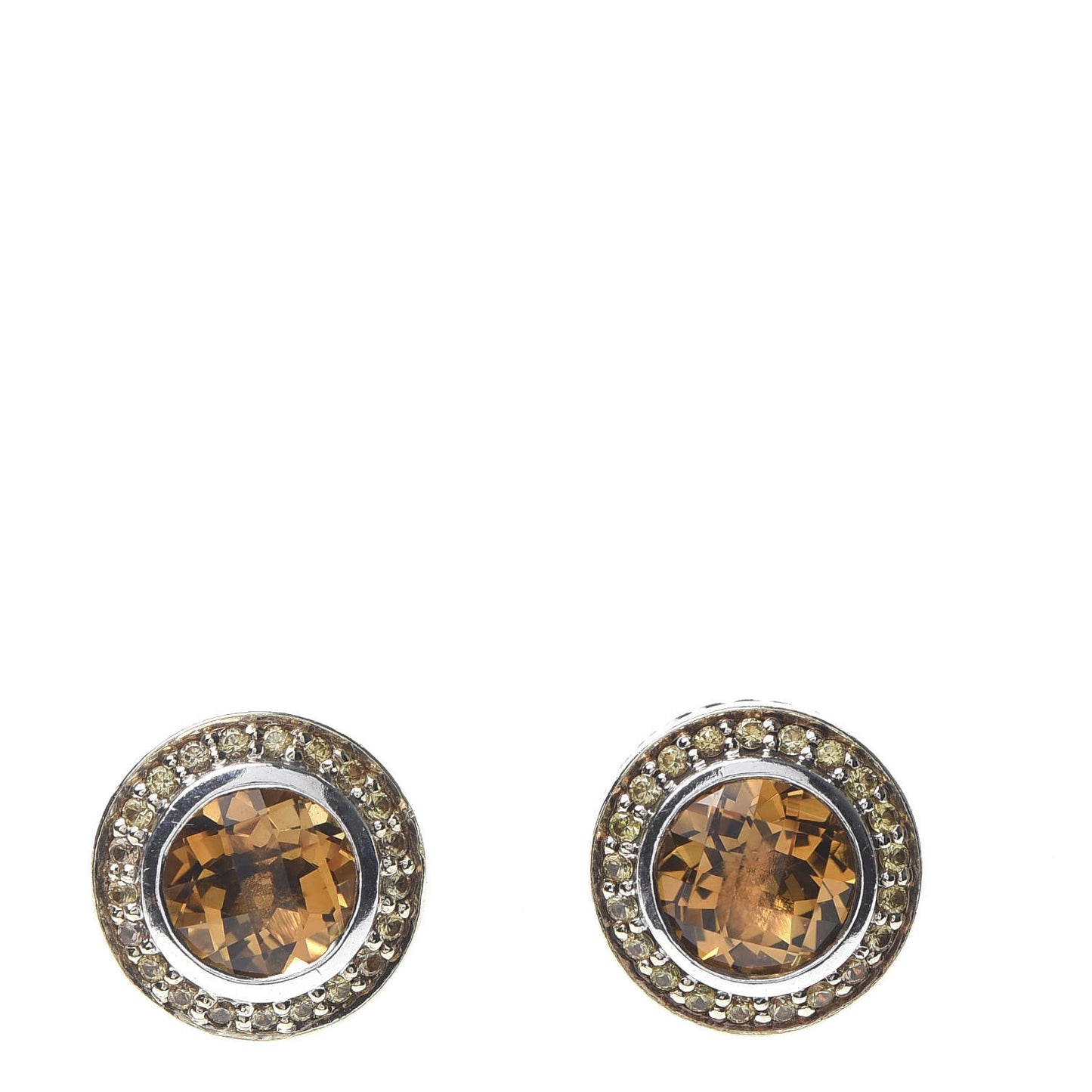 Sterling Silver 18K Yellow Gold Citrine Yellow Sapphire 6mm Cerise Earrings