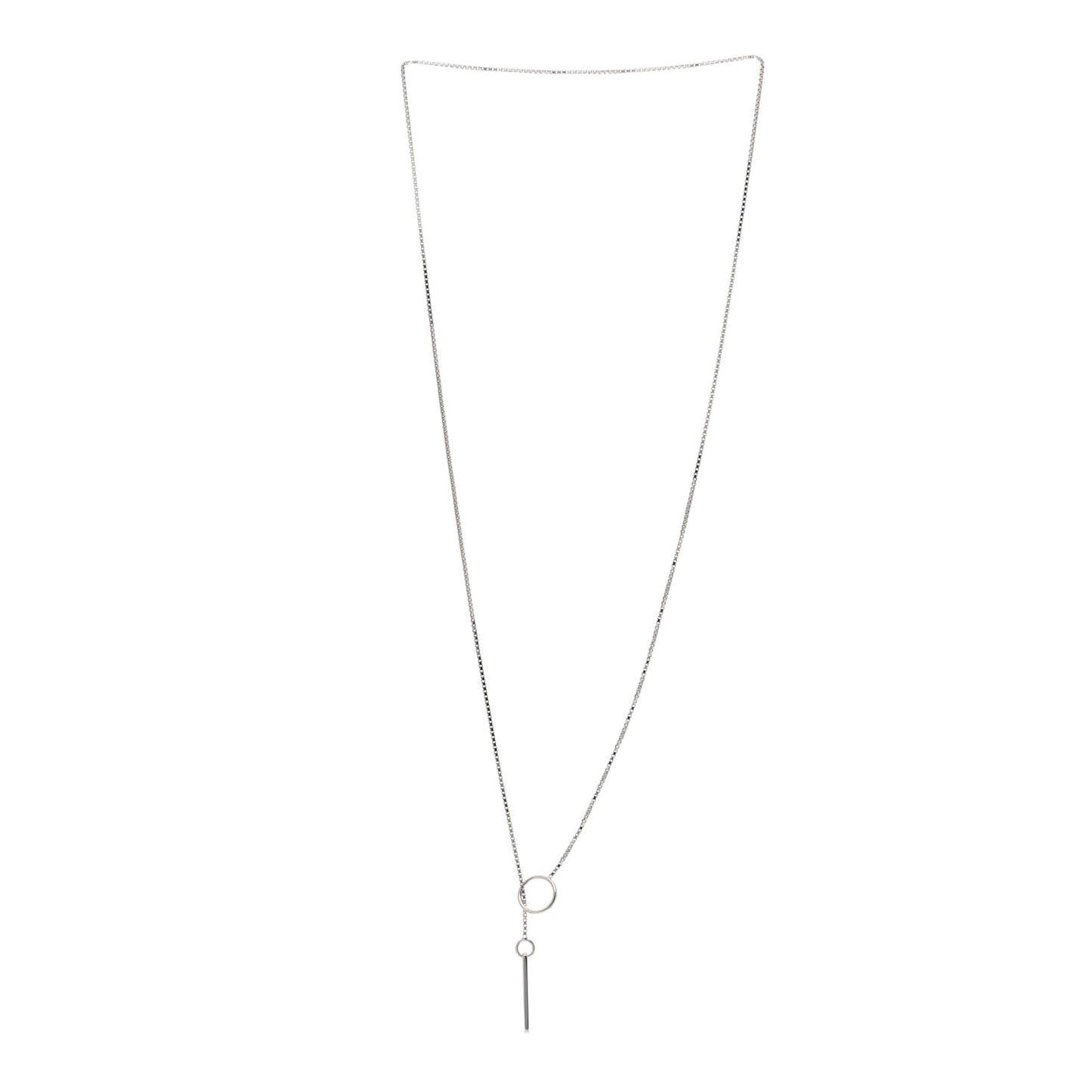 18K White Gold 20mm Lariat Necklace