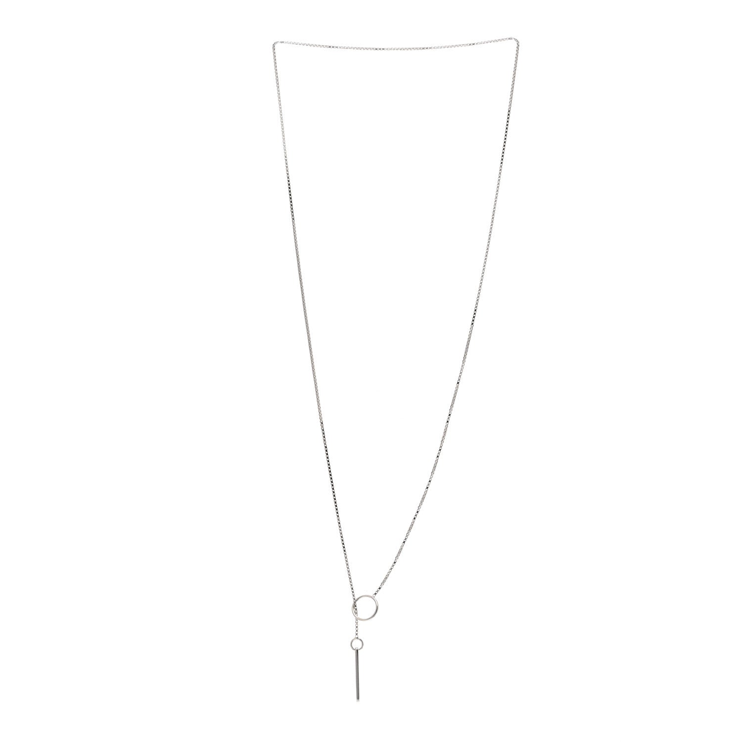 Gucci 18K White Gold 20mm Lariat Necklace 3 of 4