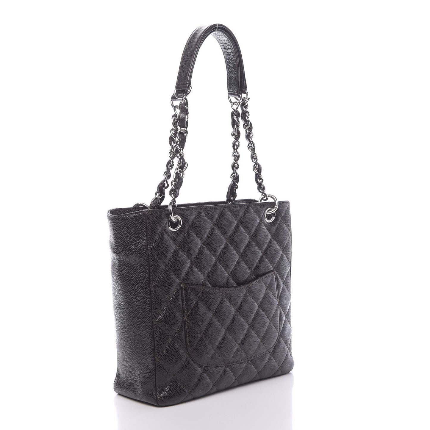 Caviar Quilted Petit Shopping Tote PST Dark Brown