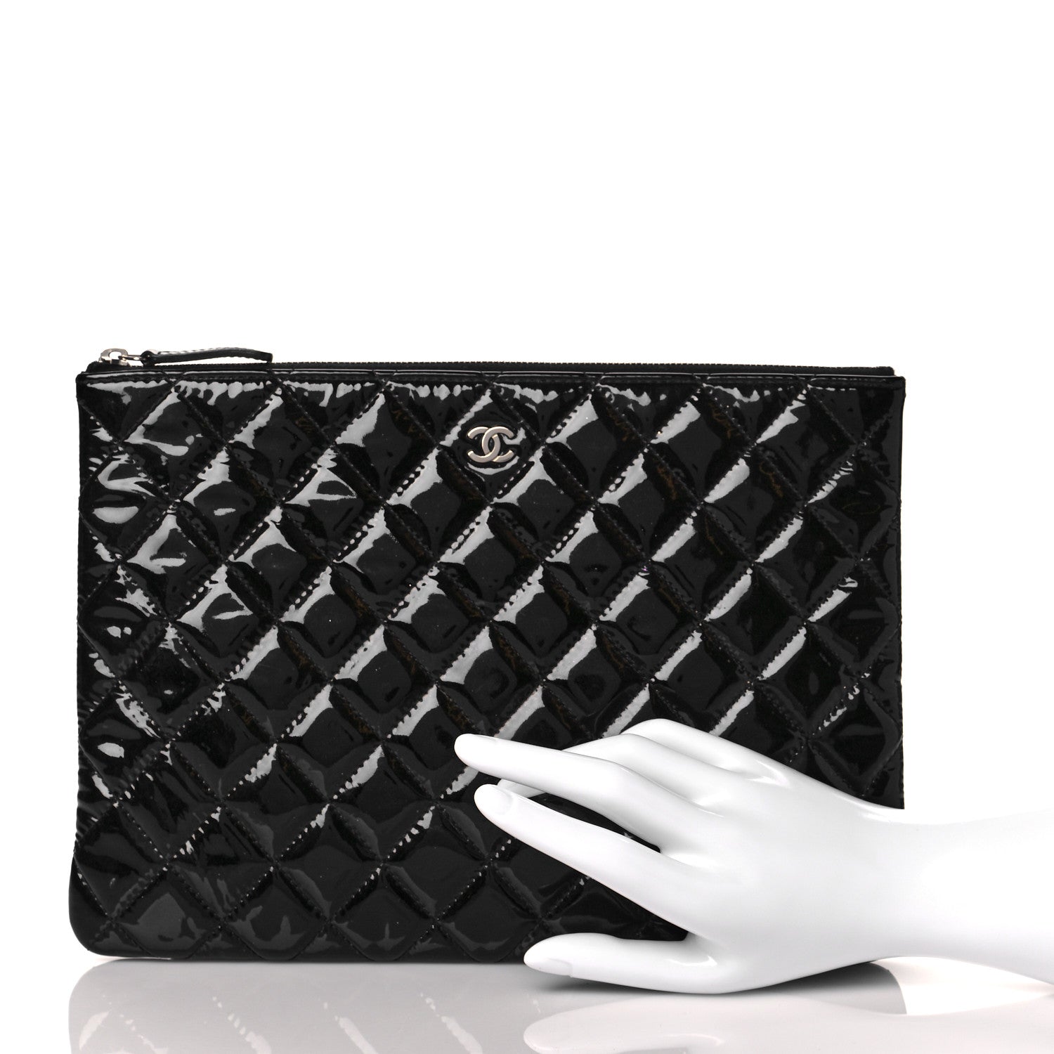 Chanel Patent Calfskin Quilted Medium Cosmetic Case Black 2 of 10
