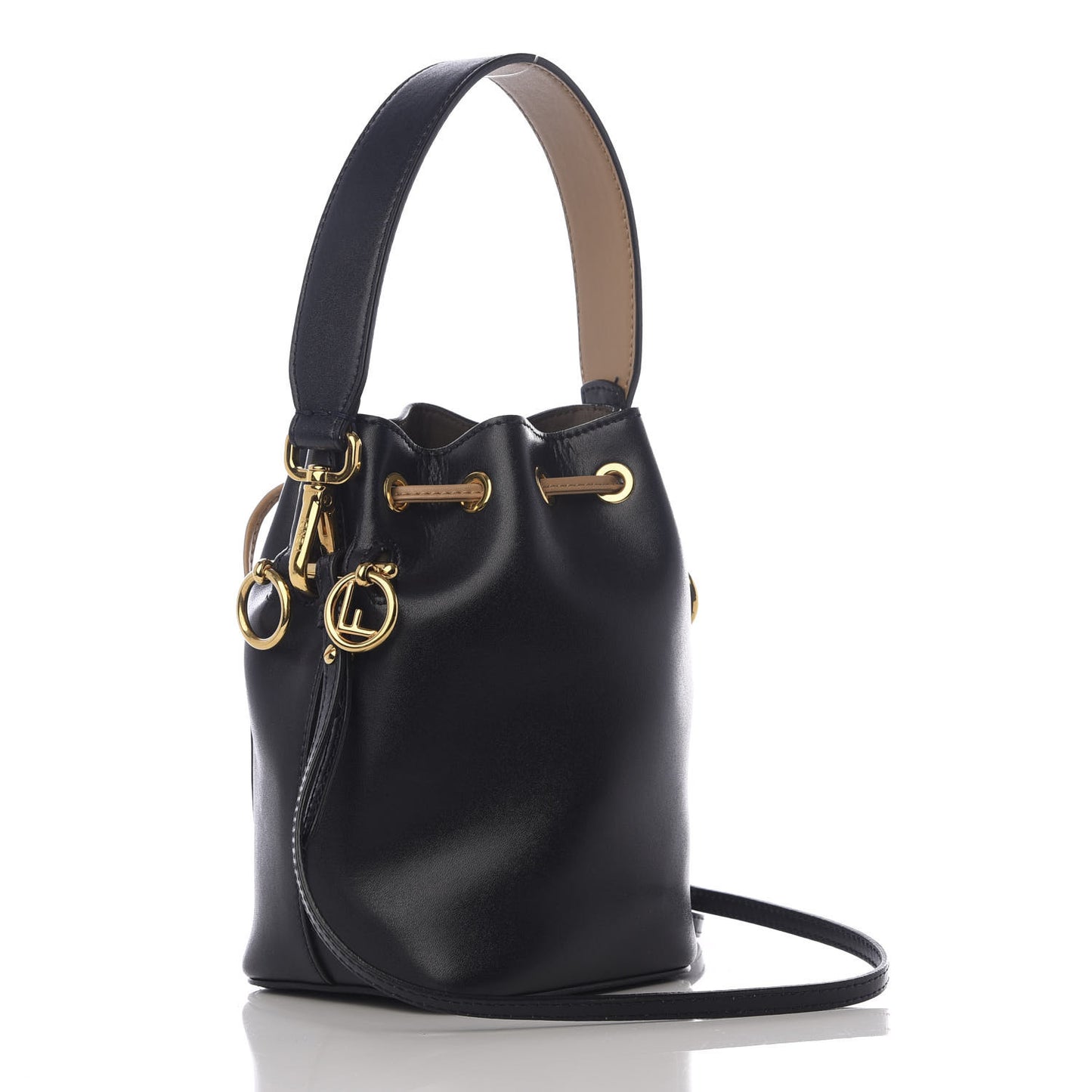 Vitello Liberty F is Fendi Stamp Patch Mini Mon Tresor Bucket Bag Blue Notte Cuoio Flamingo