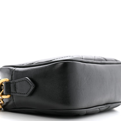Gucci Calfskin Matelasse Mini GG Marmont Chain Shoulder Bag Black 9 of 10