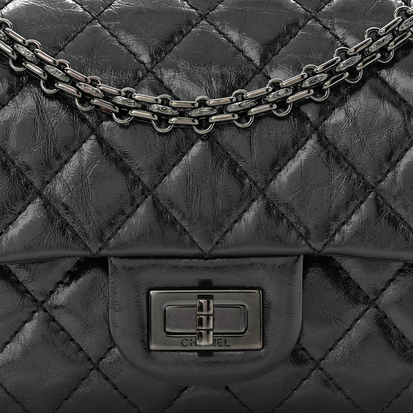 Aged Calfskin Quilted 2.55 Reissue 224 Flap So Black