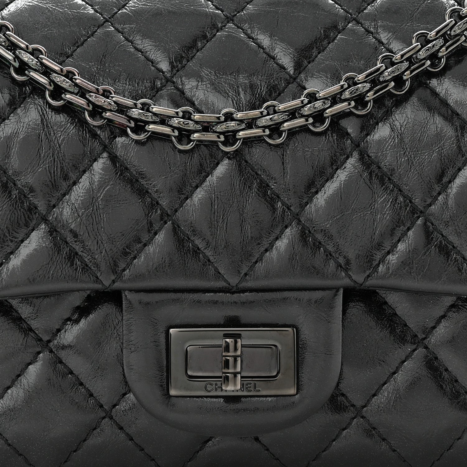 Chanel Aged Calfskin Quilted 2.55 Reissue 224 Flap So Black 8 of 10