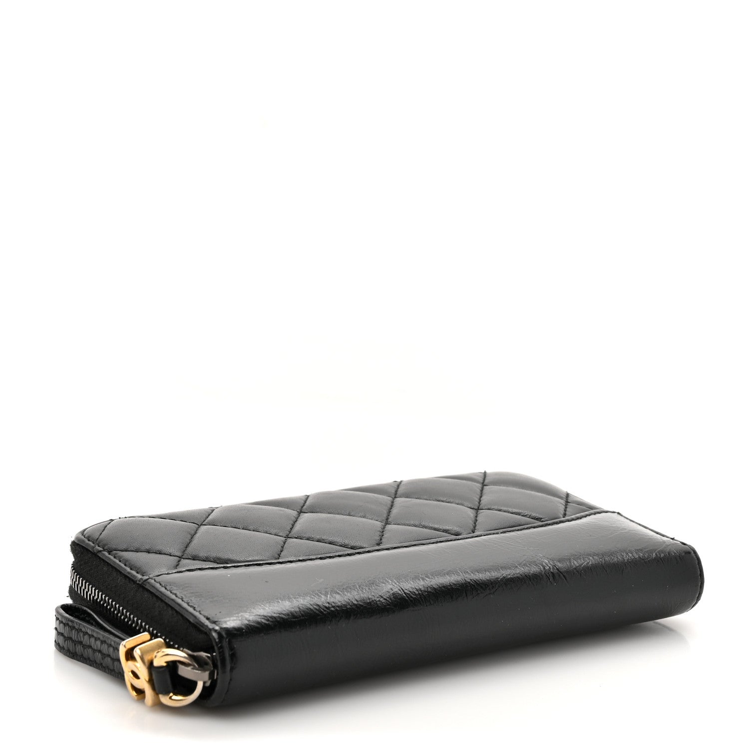 Chanel Aged Calfskin Quilted Small Gabrielle Zip Around Wallet Black 4 of 10