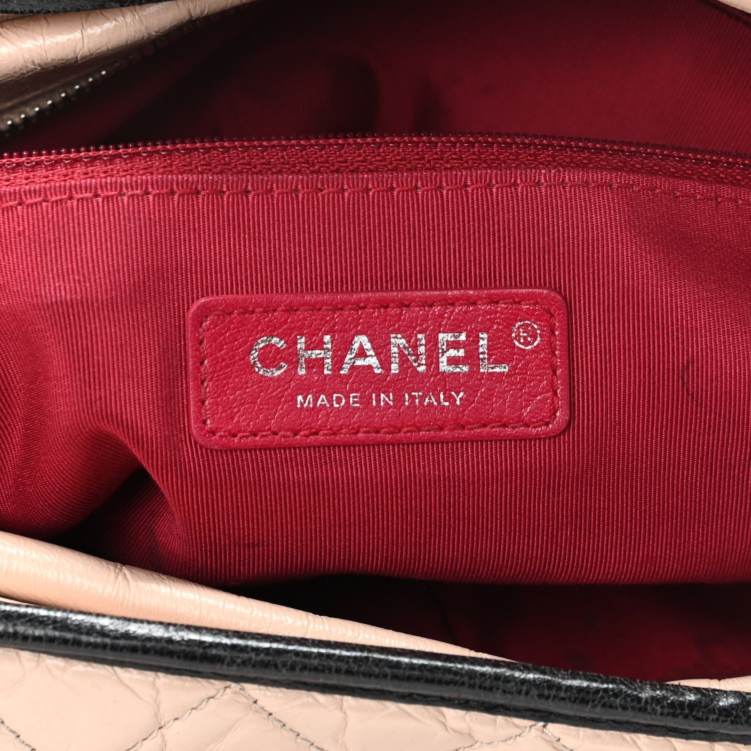 Chanel Aged Calfskin Quilted Large Gabrielle Hobo Beige Black 5 of 18