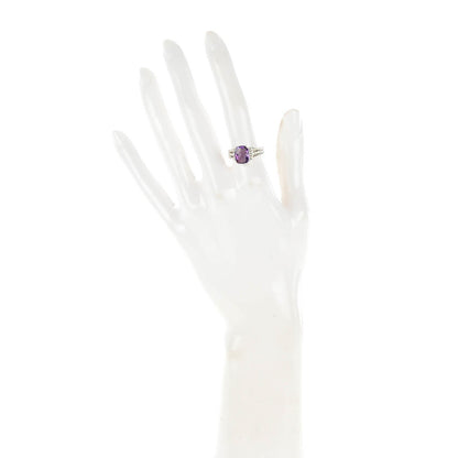 David Yurman Sterling Silver Diamond Amethyst 10mm Petite Wheaton Ring 54 7 2 of 5