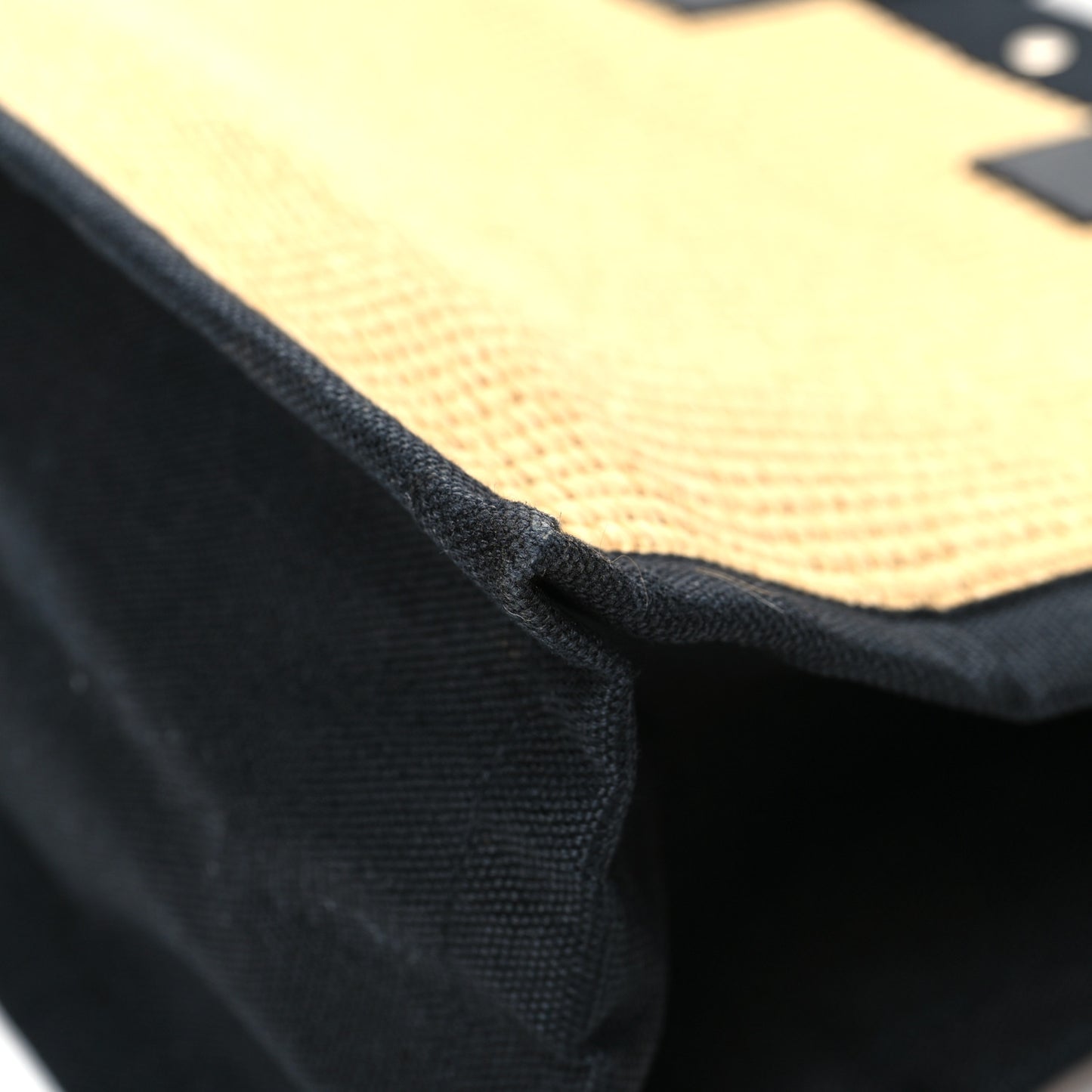 Raffia Linen Calfskin Rive Gauche Tote Naturale Black
