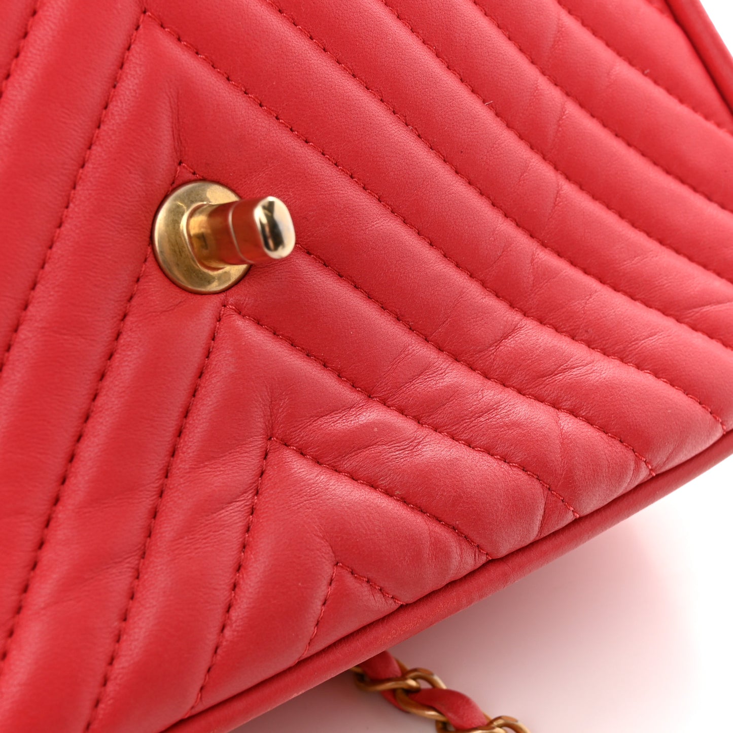 Lambskin Reverse Chevron Quilted Round Top Handle Flap Bright Pink