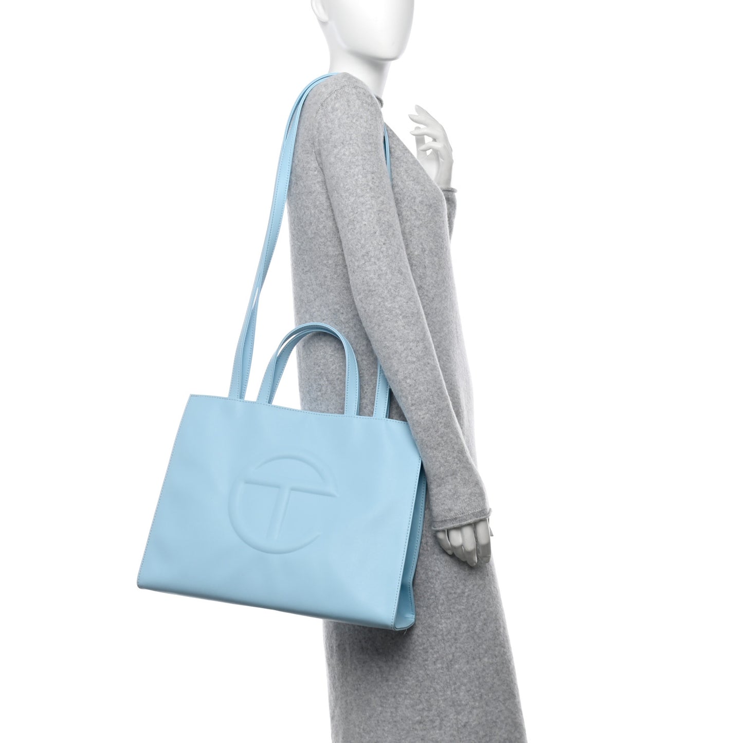 Vegan Leather Medium Shopping Bag Pool Blue