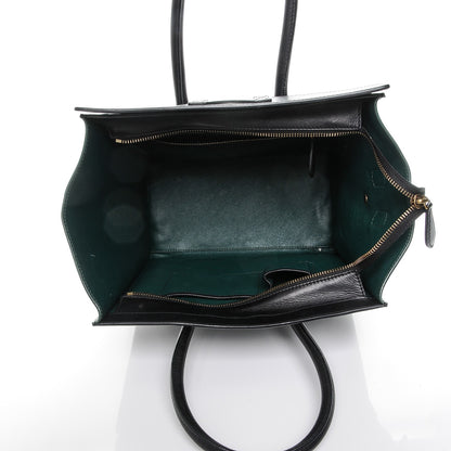 Celine Satin Calfskin Mini Bi-Color Luggage Bottle Green Black 5 of 9