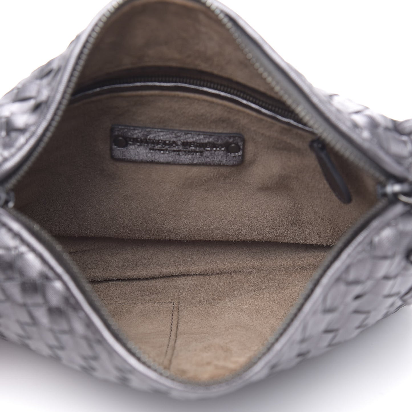 Metallic Nappa Intrecciato Nodini Crossbody Messenger Dark Grey