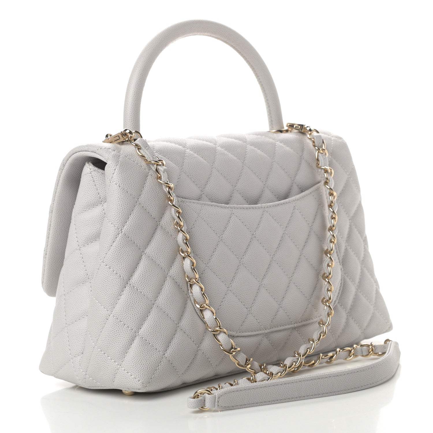 Chanel Caviar Quilted Small Coco Handle Flap Light Grey 3 of 11