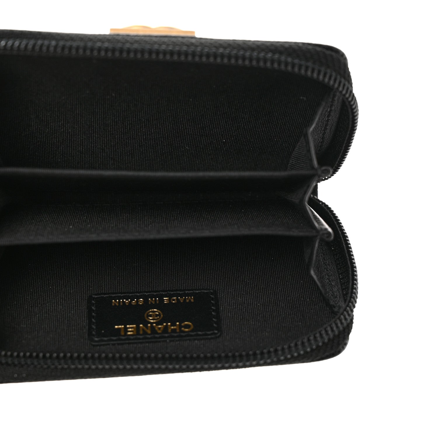 Chanel Caviar Quilted Boy Zip Around Coin Purse Wallet Black 4 of 7