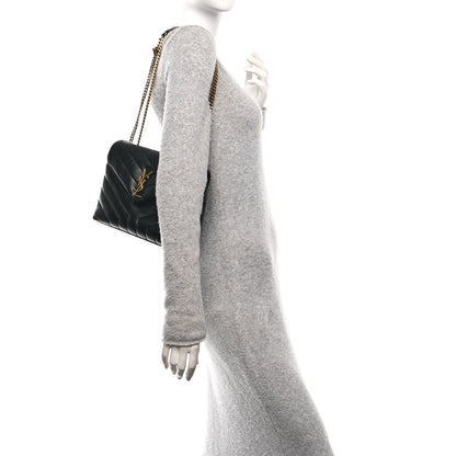 Saint Laurent Calfskin Y Quilted Monogram Small Loulou Chain Satchel Black 2 of 10