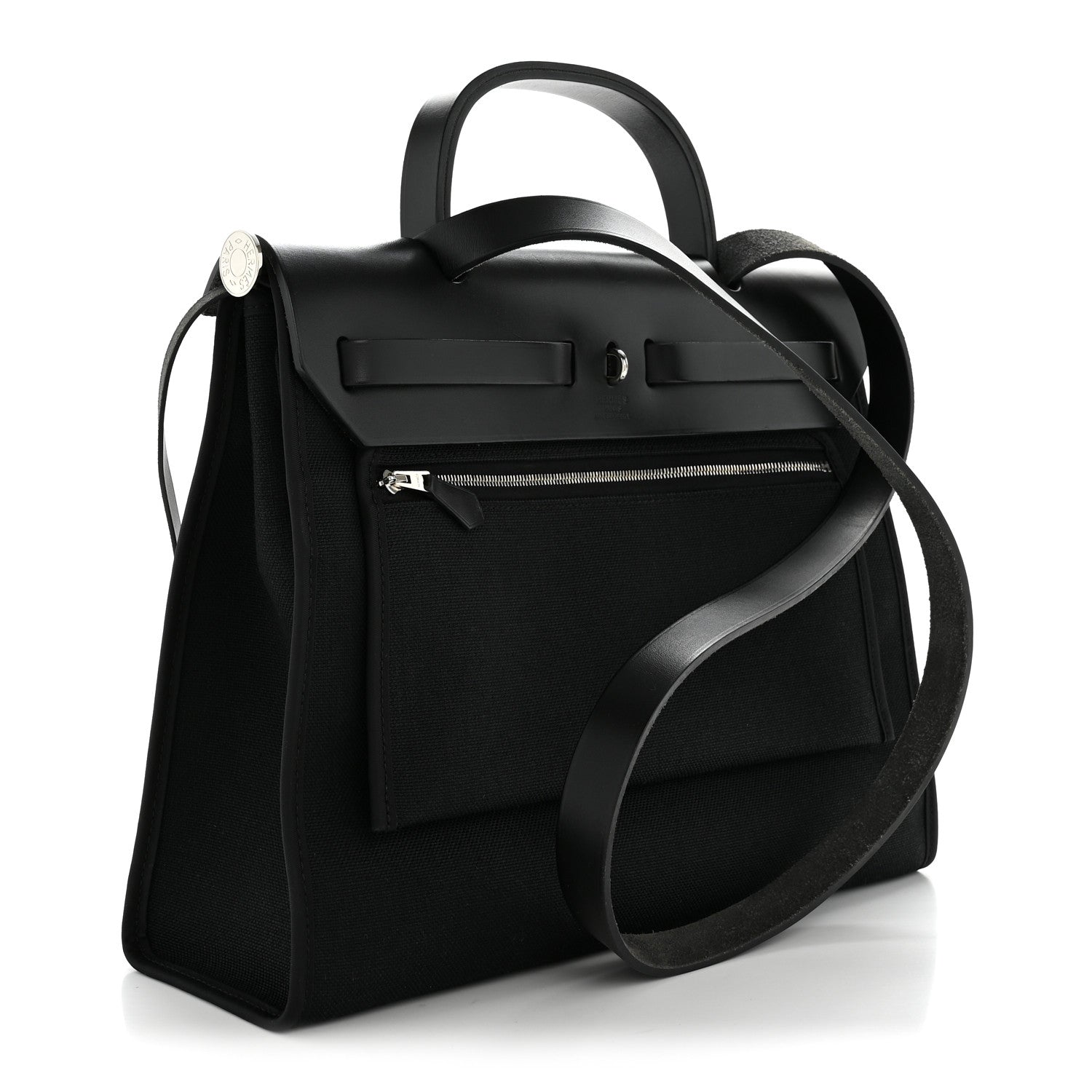 Hermes Military Toile Vache Hunter Herbag Zip PM 31 Black 4 of 15