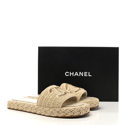 Chanel Cord Braided CC Mules 39 Light Beige 9 of 9