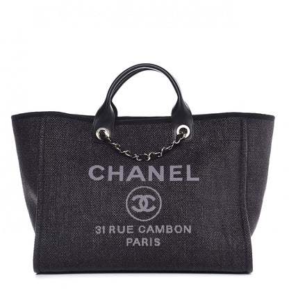 Chanel Woven Straw Raffia Large Deauville Tote Black 1 of 9