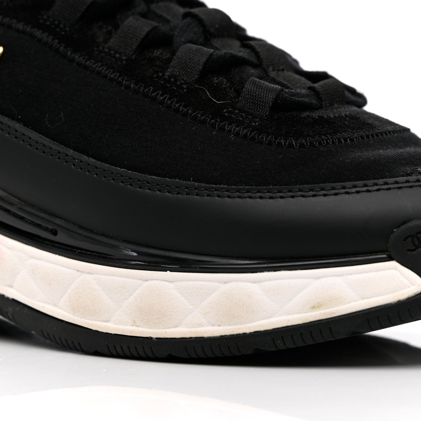 Velvet Calfskin Mixed Fibers CC Sneakers 41 Black