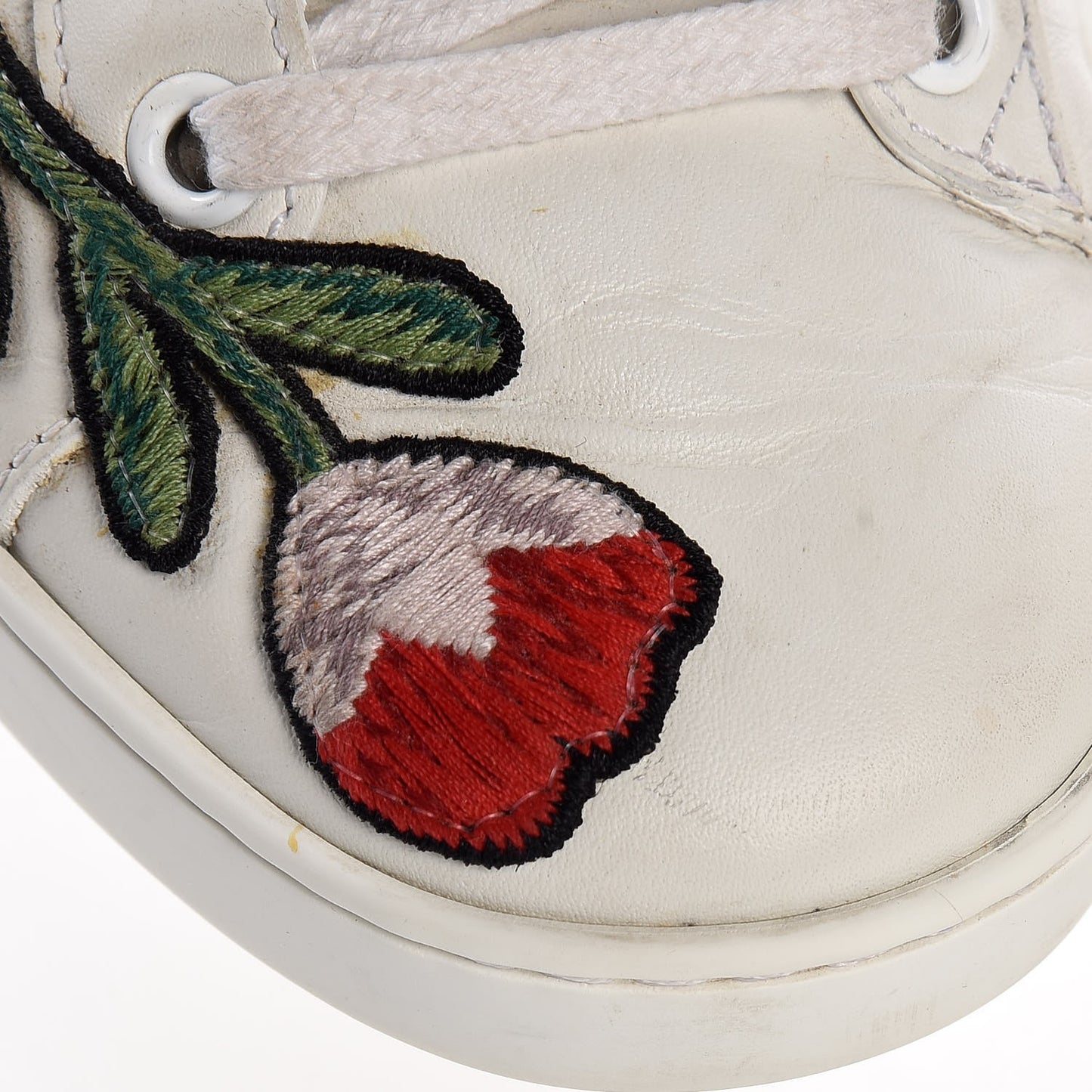 Calfskin Web Floral Embroidered Ace Sneakers 36.5 White