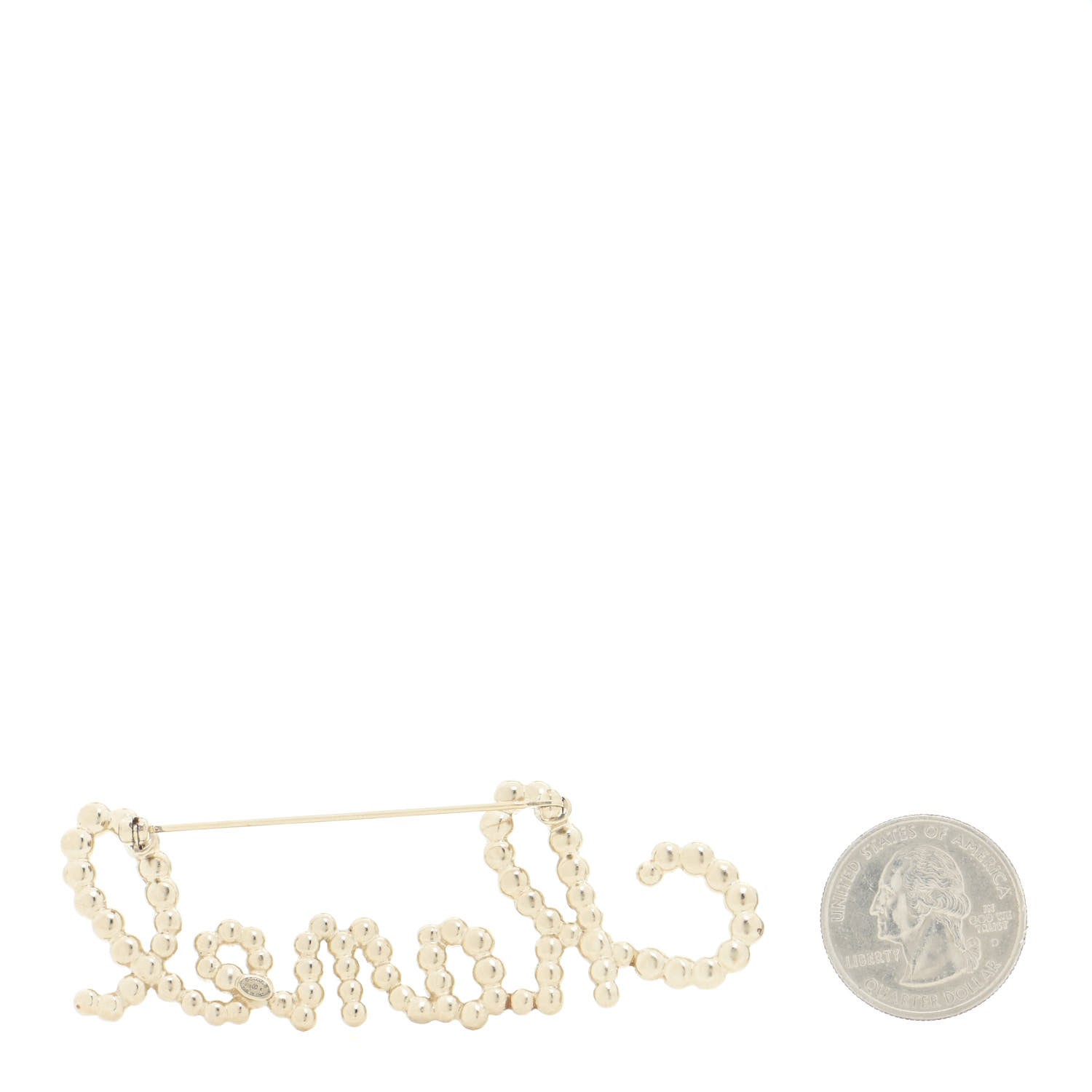 Chanel Metal Glass Swirling Pearls Brooch Pin Gold 2 of 5
