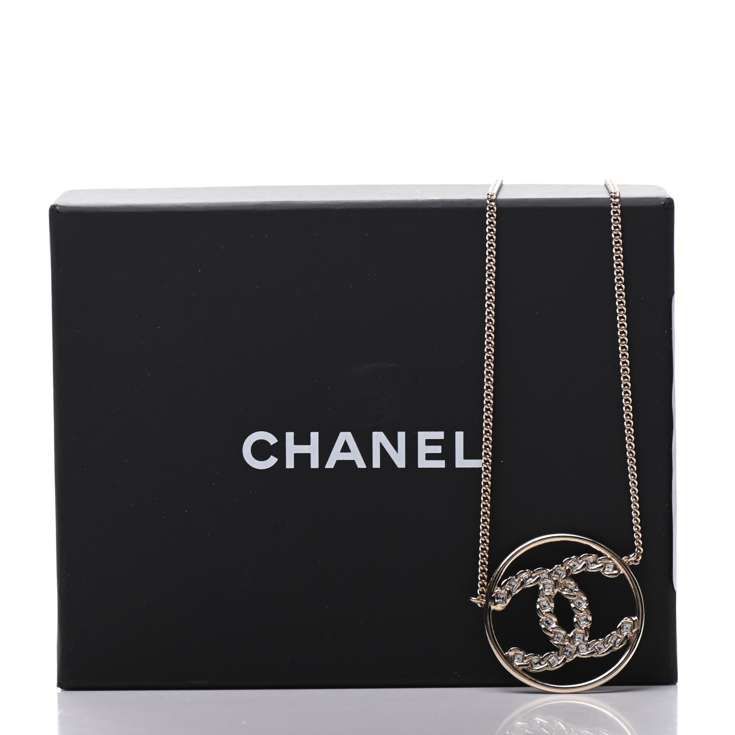 Chanel Baguette Crystal High Society CC Pendant Necklace Gold 6 of 6
