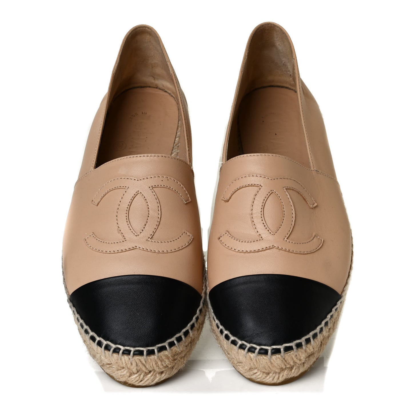 Lambskin CC Espadrilles 38 Beige Black