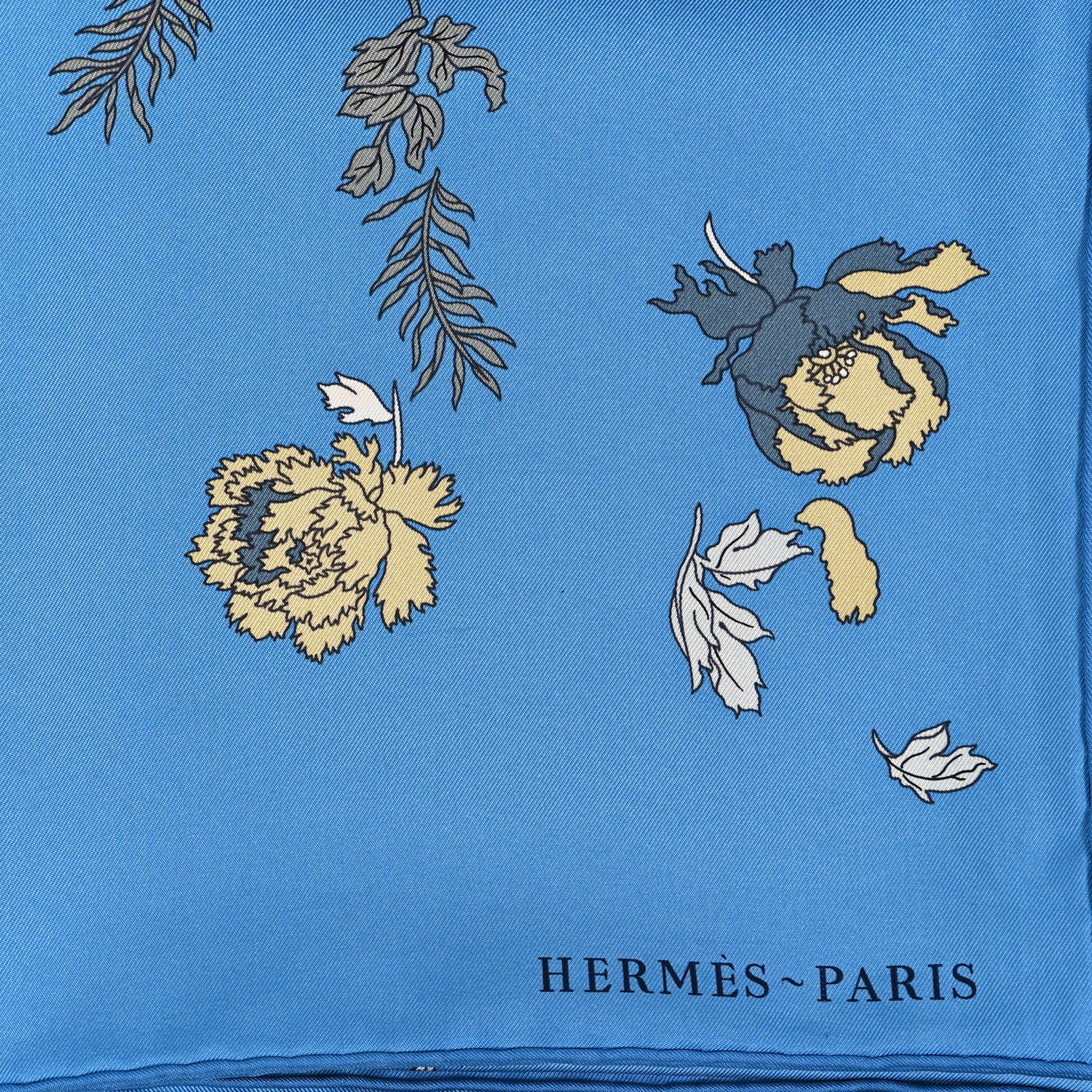 Hermes Silk Robe Legere Scarf 90 Bleu Azure Ocre Roux 2 of 4