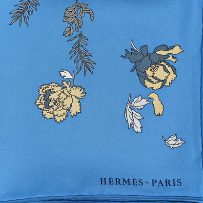 Hermes Silk Robe Legere Scarf 90 Bleu Azure Ocre Roux 2 of 4