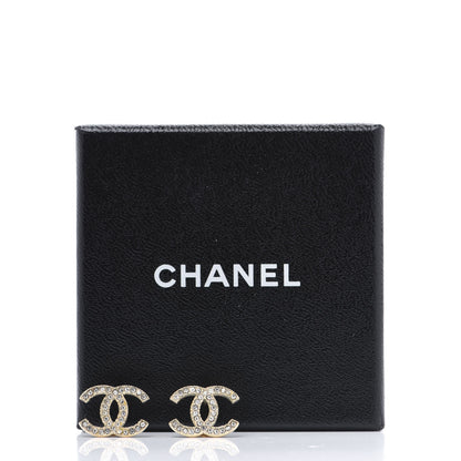 Chanel Crystal CC Earrings Gold 6 of 6