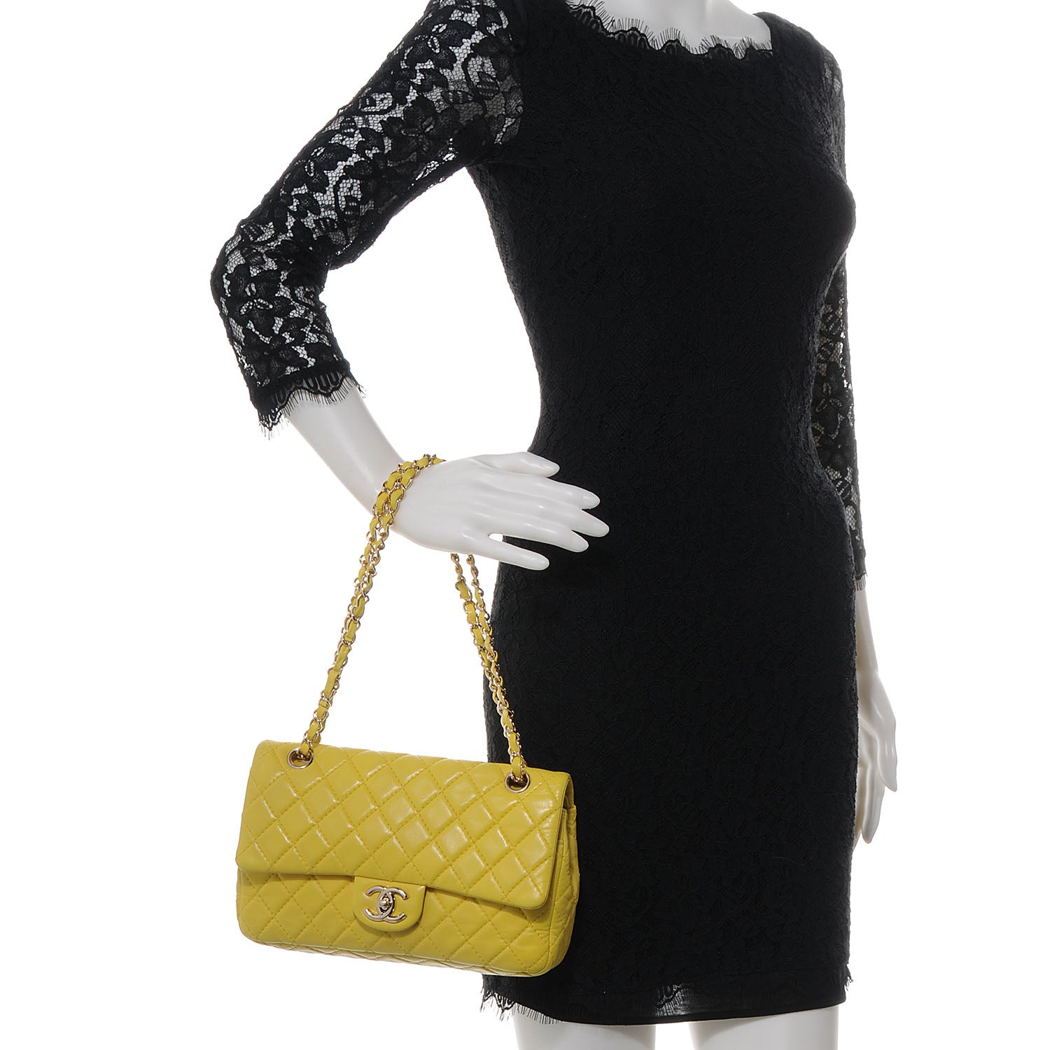 Chanel Lambskin Medium Double Flap Yellow 2 of 8