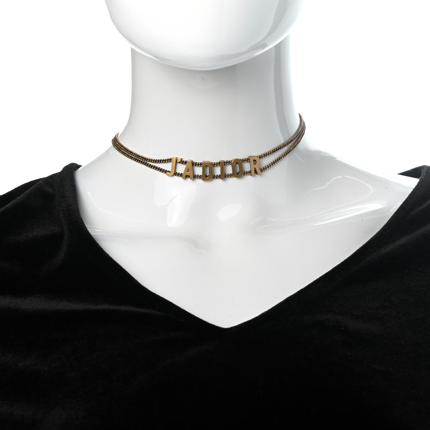 Christian Dior Metal J'Adior Choker Necklace Aged Gold 2 of 4