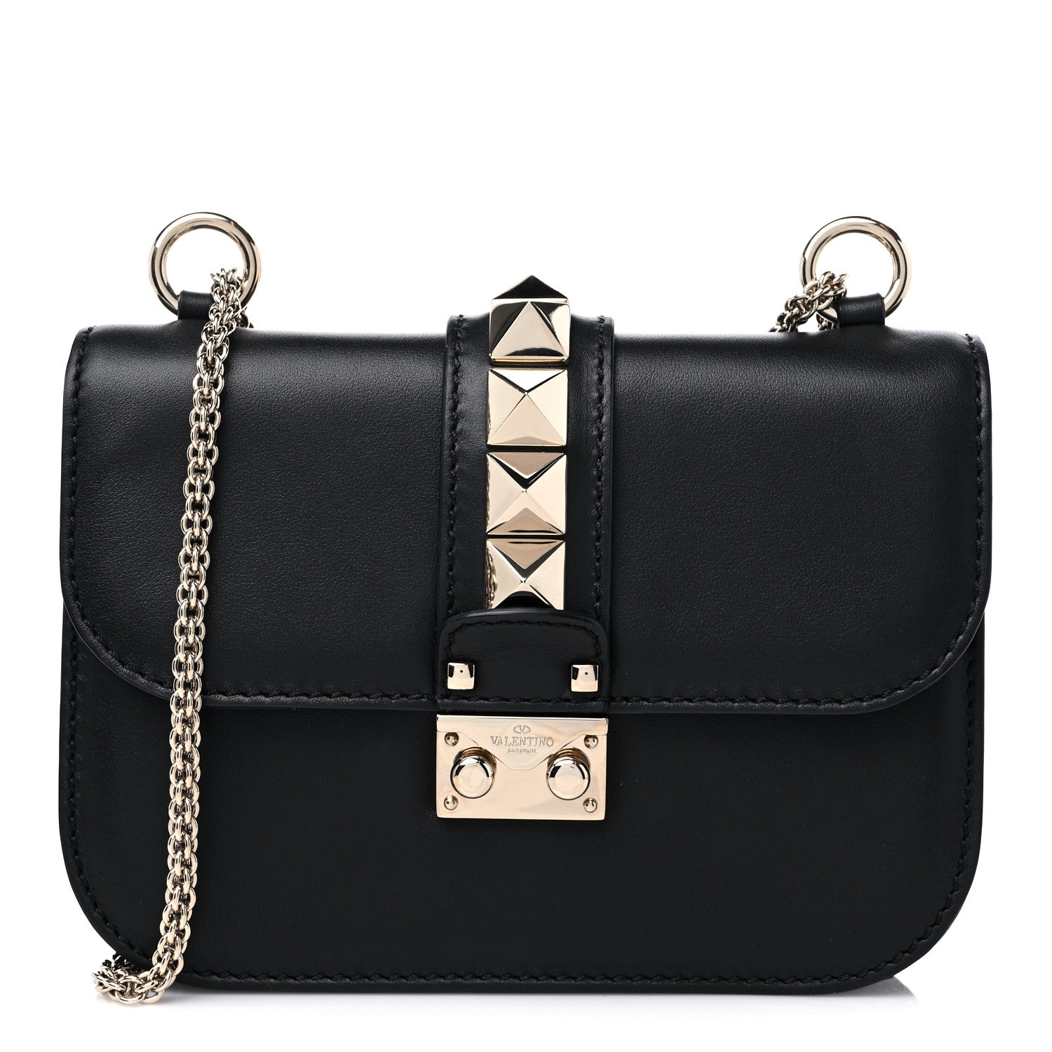 Valentino Garavani Vitello Small Glam Lock Rockstud Flap Black 1 of 9