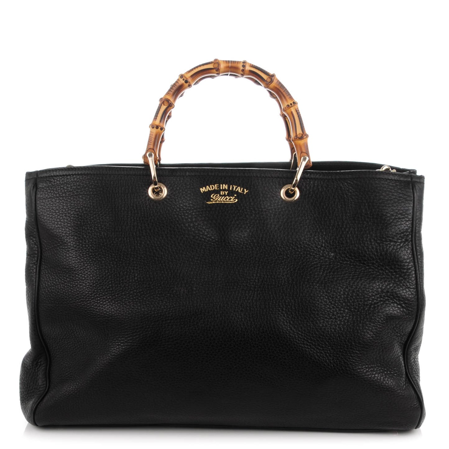Calfskin Large Bamboo Shopper Tote Black