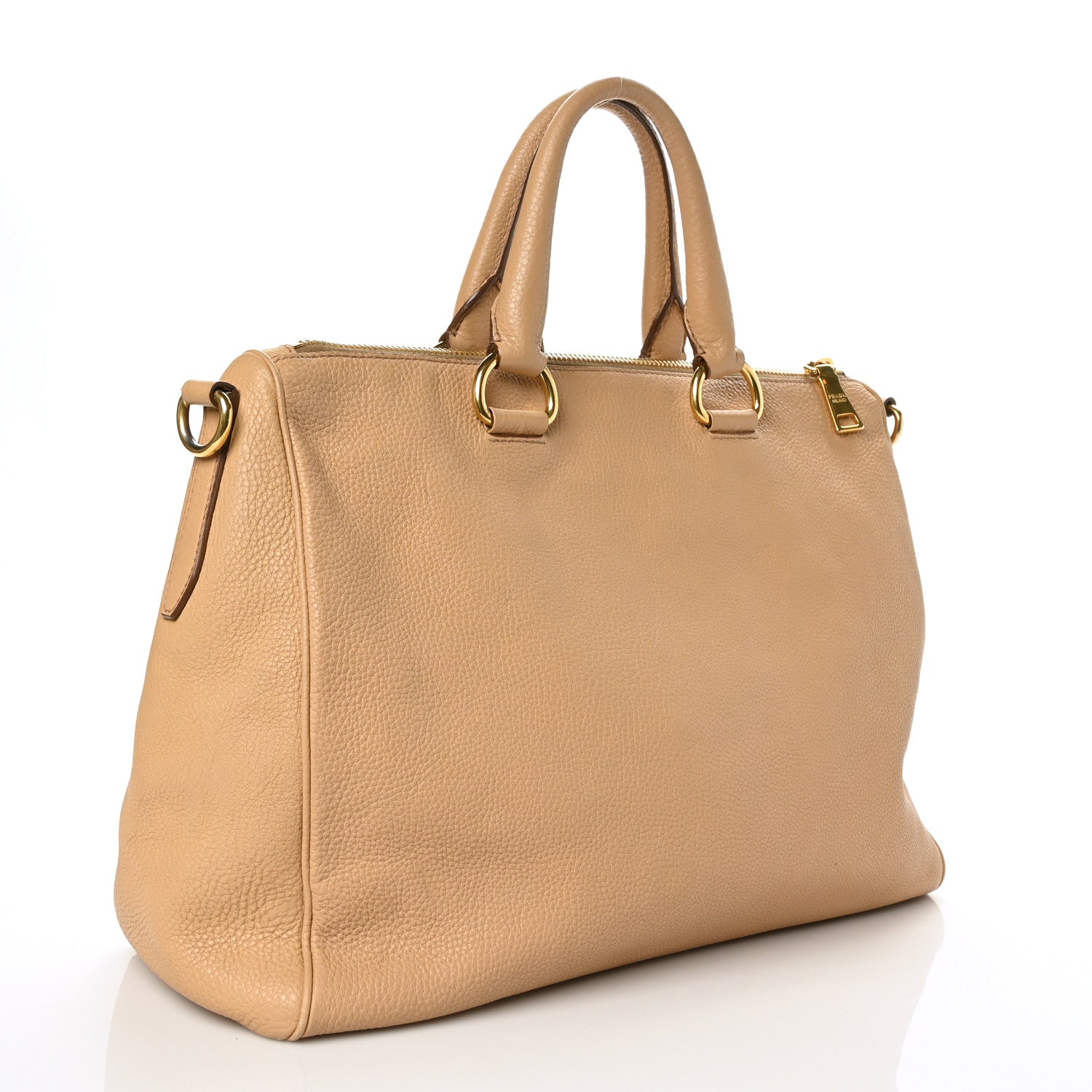 Prada Vitello Daino Top Handle Zip Tote Sughero 2 of 7