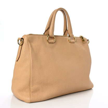 Prada Vitello Daino Top Handle Zip Tote Sughero 2 of 7